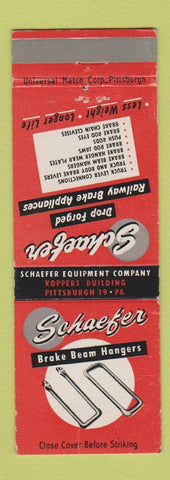Matchbook Cover - Schaefer Drop Forged Railway Brakes Pittsburgh PA WEAR