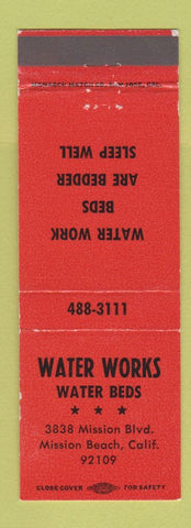 Matchbook Cover - Water Works Water Beds Mission Beach CA