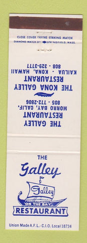 Matchbook Cover - Galley Restaurant Kailua Kona Hawaii