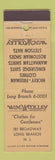 Matchbook Cover - WH Woolley Men's Clothes Long Branch NJ