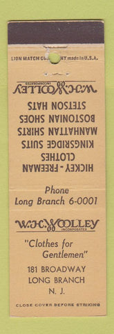 Matchbook Cover - WH Woolley Men's Clothes Long Branch NJ