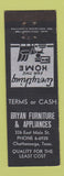 Matchbook Cover - Bryan Furniture Appliances Chattanooga TN