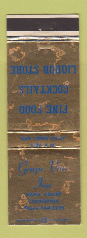 Matchbook Cover - Grape Vine Inn Napa Valley CA WORN