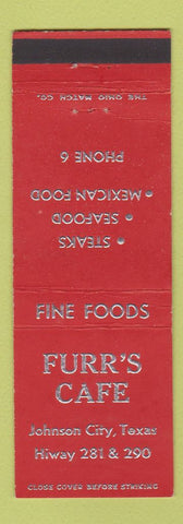 Matchbook Cover - Furr's Cafe Johnson City TX