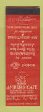 Matchbook Cover - Anders Cafe Fort Worth TX