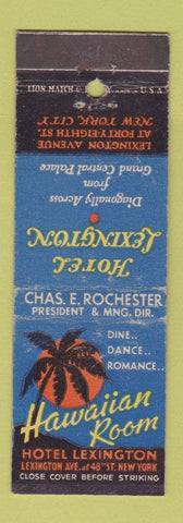 Matchbook Cover - Hotel Lexington Hawaiian Room New York City WEAR