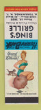 Matchbook Cover - Bing's Grille North Tonawanda NY pinup SAMPLE