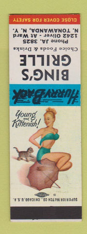Matchbook Cover - Bing's Grille North Tonawanda NY pinup SAMPLE
