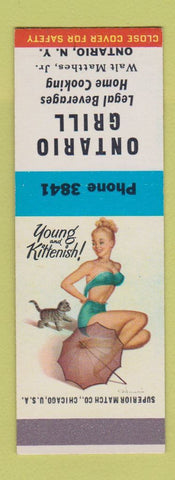 Matchbook Cover - Ontario Grill Ontario NY Walt Matthes pinup SAMPLE