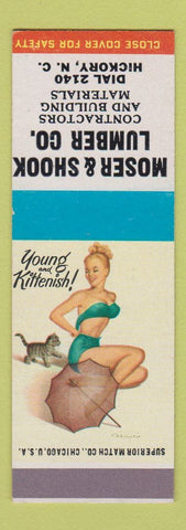 Matchbook Cover - Moser & Shook Lumber Hickory NC pinup SAMPLE