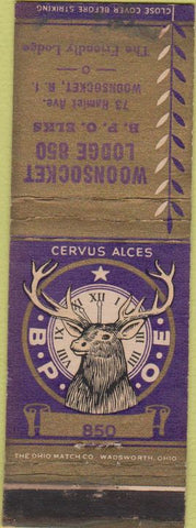 Matchbook Cover - Elks Lodge Woonsocket RI