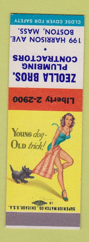 Matchbook Cover - Zeolla Bros Plumbing Contractors Boston MA pinup SAMPLE