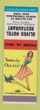 Matchbook Cover - Oliver Hotel Restaurant North Tonawanda NY pinup SAMPLE
