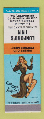 Matchbook Cover - Lunford's Inn Rushmere VA pinup SAMPLE