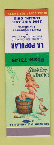 Matchbook Cover - La Popular Mexican Lorain OH pinup SAMPLE