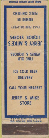 Matchbook Cover - Jerry Mikes Liquor Houston TX?