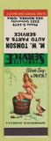Matchbook Cover - MW Tomson Auto Parts Des Moines IA pinup SAMPLE