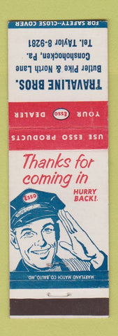 Matchbook Cover - Esso oil gas Travaline Bros Conshohocken PA