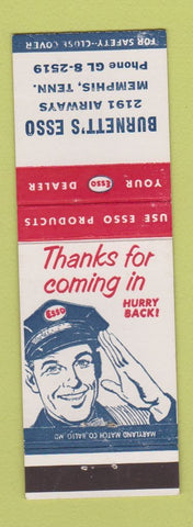 Matchbook Cover - Esso oil gas Burnett's Memphis TN