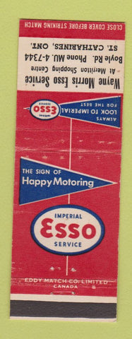 Matchbook Cover - Esso oil gas Wayne Morris St Catharines ON