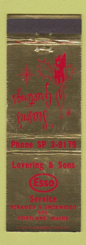 Matchbook Cover - Esso oil gas Lovering Son Portland ME Christmas