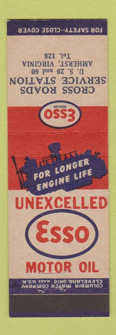 Matchbook Cover - Esso oil gas Cross Roads Amherst VA