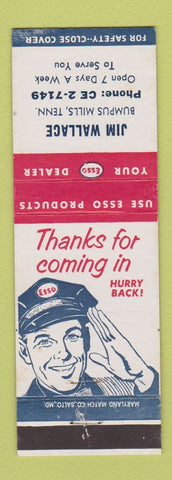 Matchbook Cover - Esso oil gas Jim Wallace Bumpus Mills TN