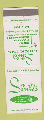 Matchbook Cover - Stute's Chick Inn Hot Springs AR