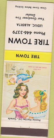 Matchbook Cover - Tire Town Leduc AB hillbilly Goodrich Tires