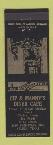 Matchbook Cover - Cip & Manny's Diner Cafe Ysleta TX