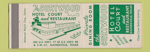 Matchbook Cover - Curtwood Hotel Court Restaurant Gainesville TX