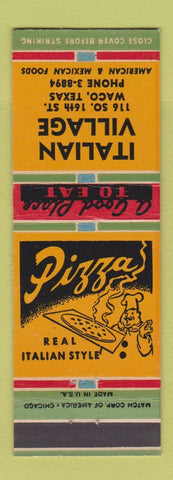 Matchbook Cover - Italian Village Waco TX pizza Mexican Food
