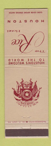 Matchbook Cover - Rice Hotel Houston TX