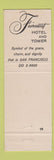 Matchbook Cover - Fairmont Hotel San Francisco CA