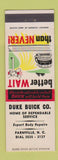 Matchbook Cover - Duke Buick Farmville NC WEAR