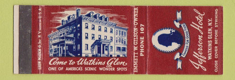 Matchbook Cover - Jefferson Hotel Watkins Glen NY