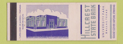 Matchbook Cover - Hillcrest State Bank Dallas TX