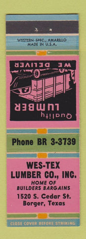 Matchbook Cover - Wes Tex Lumber Borger TX