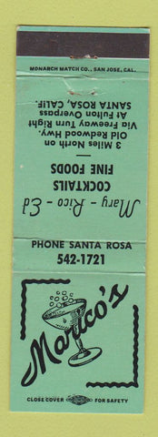 Matchbook Cover - Marico's Restaurant Santa Rosa CA