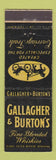 Matchbook Cover - Gallagher & Burton Whiskey Bristol PA