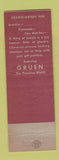 Matchbook Cover - Gruen Watches DavEd's Jewelry Willoughby OH