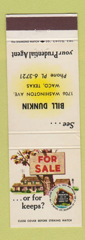 Matchbook Cover - Bill Dunkin Insurance Prudential Waco TX