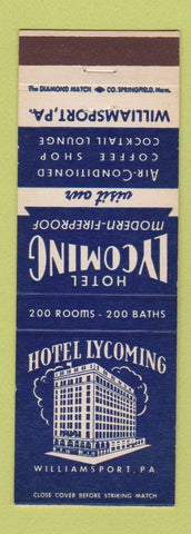 Matchbook Cover - Hotel Lycoming Williamsport PA