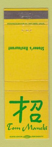 Matchbook Cover - Tom Maneke Stoner's Restaurant Glendale CA