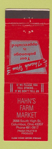 Matchbook Cover - Hahn's Farm Market Columbus OH