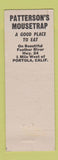 Matchbook Cover - Patterson's Mousetrap Portola CA