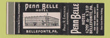 Matchbook Cover - Penn Belle Hotel Bellefonte PA