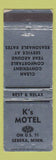 Matchbook Cover - K's Motel Sebeka MN WORN