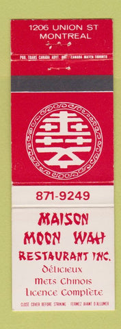 Matchbook Cover - Maison Moon Wah Chinese Restaurant Montreal QC