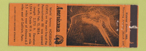 Matchbook Cover - Horseshoe Curve Gallitzin PA Perkins Americana WORN